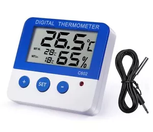 Reptile Thermometer Hygrometer With High Low Temperature Alarm Digital Aquarium  - Picture 1 of 7