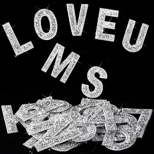 Rhinestone Letter Stickers 37 Pcs Large Glitter Alphabet & Number Bling Stickers - Picture 1 of 7