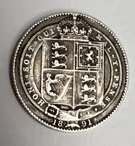 1891 Great Britain One Shilling Silver Coin - Picture 1 of 6