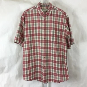 Camisa de campamento Orvis para hombre manga corta azul rojo tostado y azul a cuadros talla L - Imagen 1 de 10