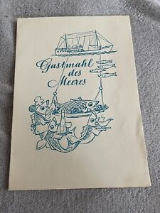 Speisekarte Klappkarten mit Rezepten 1969 DDR Gaststätte Gastmahl des Meeres