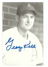  Autographed GEORGE KELL Philadelphia A's BxW Rowe Postcard  w/COA