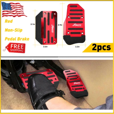Red Break Foot Pads Non-Slip Automatic Gas Brake Foot Pedal Pad Cover Car Parts - Image 1 of 4