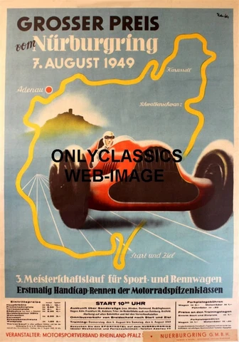 1949 GERMAN GRAND PRIX FORMULA ONE AUTO RACING 11X17 POSTER MERCEDES RACER INDY Cover
