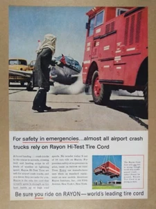 1957 Rayon Hi-Test Tires airport crash truck photo vintage print Ad - Picture 1 of 1
