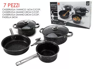 Set Batteria di pentole Antiaderenti Marmorizzate 7 Pezzi in acciaio al carbonio - Bild 1 von 2
