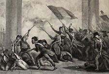 Revolution French 10 August 1792 Chute of The Flag Engraving Towards 1850 Xixth