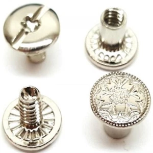 Nickle over Brass Floral Engraved Chicago Screws 1/4" & 3/8" in Different Lots - Picture 1 of 2