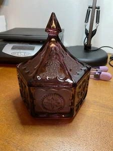 Vintage Tiara Indiana Glass Amethyst Colonial Candy Dish With Lid - Picture 1 of 3