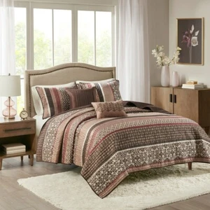 NEW! ~  COZY COUNTRY CHIC LODGE CABIN DARK RED BURGUNDY GREY BROWN QUILT SET - Picture 1 of 6