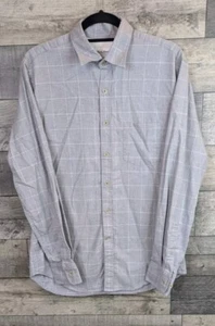 Hardy Amies Check Shirt Mens Medium Brushed Cotton Grey Casual Fit Long Sleeve  - Picture 1 of 15