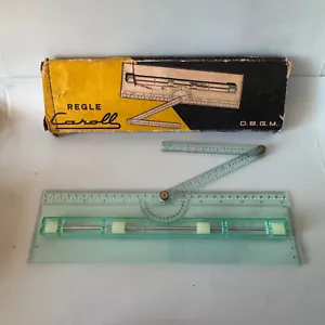 Vintage Caroll Rolling Ruler Geometry Tech Drawing Compass Arms MI Belgium Boxed - Picture 1 of 14