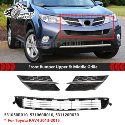 Conjunto de parachoques delantero superior + parrilla central 3 piezas para Toyota RAV4 2013 2014 2015 Foto 1 de 4