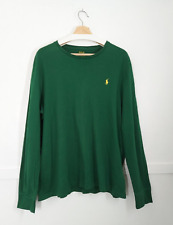 POLO RALPH LAUREN - Size XL - Green Long Sleeve T-Shirt 100% Cotton Cuffed