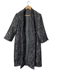 Eileen Fisher Silver Black Tweed Texture Long Jacket Duster Topper Size XS Wool - Picture 1 of 13