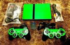Green Playstation 2 Ps2 Slim Game Console System Bundle Lot With Two Controllers