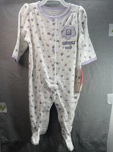 Carters 6 Months Baby Girl Cotton Purple Sleep & Play Flowers/Butterfly Pajamas - Picture 1 of 4
