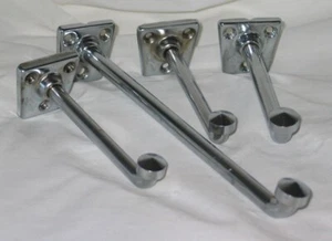 4 Vintage Knape & Vogt 'KV' Industrial Steel Chrome Wall Hooks - Picture 1 of 4