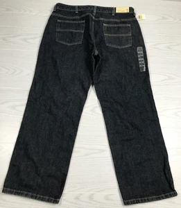 Van Heusen Classic Fit Jeans Mens 38x30 Dark Vintage Wash Wide Leg Cotton New - Picture 1 of 11