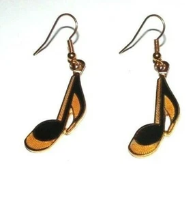 EIGHTH NOTE Earrings Pierce Gold Plate 24k Harmony Jewelry FPE532GGD - Picture 1 of 2