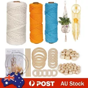 73 Pcs Macrame Cord Kit Natural Cotton Thread Wooden Bead Kit DIY Accessories AU - Picture 1 of 9
