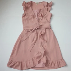 Monteau Girl Girl's Ruffle Faux Wrap Dress in Dusty Rose Color in size 10 - Picture 1 of 4