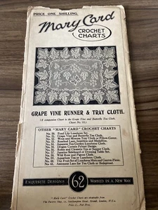 Mary Card Original Crochet Chart No 62 Grape Vine Runner & Tray Cloth VGC - Picture 1 of 7