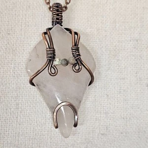 Rose Quartz Gemstone Antique Copper Handmade With Bumblebee Jasper Necklace - Picture 1 of 8