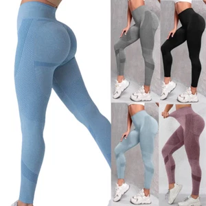 Womens High Waist Gym Leggings Active Fitness Sports Running Train Yoga Pants - Picture 1 of 23