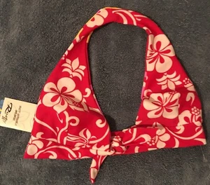 Rusty Jr's Reversible Halter Bikini Top *NEW* Size M Red Hawaiian/Pink Stripe - Picture 1 of 4