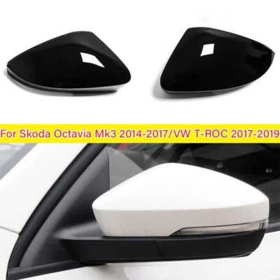 2X tampas de espelho retrovisor para Skoda Octavia Mk3 2014-2017/VW T-ROC 2017-2019 - Imagem 1 de 4