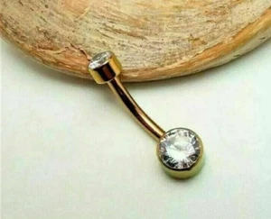 1.0Ct Round Cut Lab-Created Diamond Women's Belly Ring 14k Yellow Gold Plated. - Picture 1 of 11