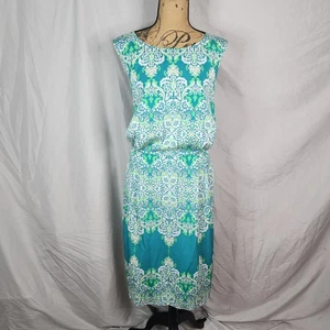 ADRIANNA PAPELL Size 22W Blue & Green Floral Sleeveless Lightweight Dress - Picture 1 of 12