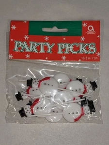 10 Vintage Christmas Plastic Snowman Cupcake Cake Picks Toppers. (FS) - Picture 1 of 5
