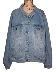 Woman Within - Short Stretch Cotton Blend Denim Jacket w/Pockets - Women's 34W - Picture 1 of 3