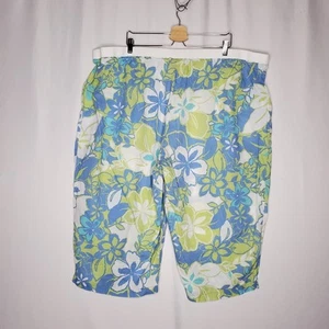 Serenada Capri Sleep Pants Womens 4X Lightweight Blue Floral Cotton Drawstring - Picture 1 of 9
