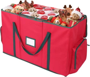 Caja de almacenamiento de adornos de Navidad 2 en 1 y contenedor de estatuillas de Navidad con doble cremallera - Imagen 1 de 7