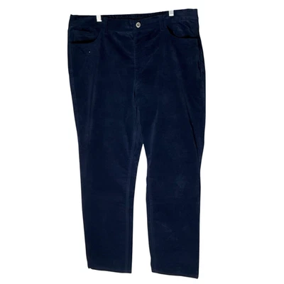 Denim & Co. Pants Full-Length Slim Straight Velveteen A627205 Blue Size 16 NEW - Image 1 of 4