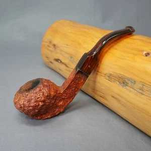 Barasso Italian Rusticated Bent Bulldog Lucite Estate Briar Tobacco Pipe - Bild 1 von 16
