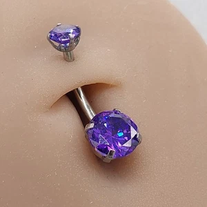 Belly Bars Button Piercing Bar Dangle Navel Body Jewellery Gem Ring Silver Round - Picture 1 of 7