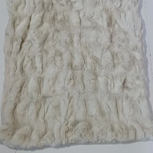 Pottery Barn Ruched Faux Fur Pillow Cover Euro Sham 26” Ivory Marketing Sample - Picture 1 of 6