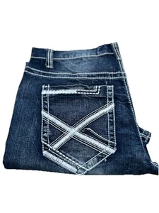 True Luck Men Classic Stretch Bootcut Jeans Size 36x32 - Picture 1 of 2
