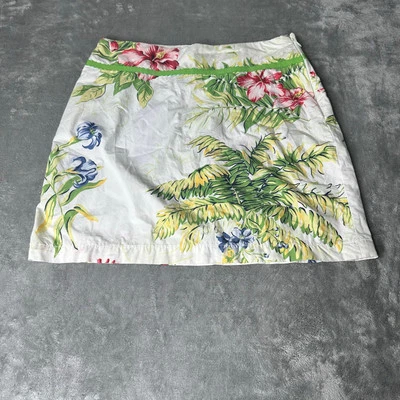 Y2K Tommy Hilfiger Mini Skirt Floral Palm Tree Tropical Print Size 6  - Image 1 of 4