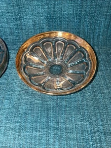 2 Vintage Glas Perlen Träne Goldrand Fuß Sherbet Schüssel 4 1/2" Durchmesser - Bild 1 von 6