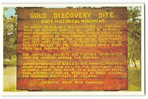 SITIO DE DESCUBRIMIENTO DE ORO Fiebre del Oro Coloma Sutter's Aserradero Años 60 Postal De Colección - Imagen 1 de 2