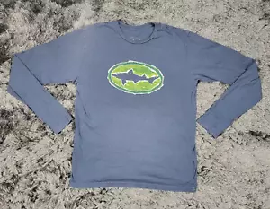 Dogfish Head Craft Brewed Ales T-Shirt Men's Small Blue Shark Beer Long Sleeve - Picture 1 of 13