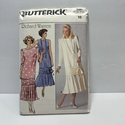 Butterick 3581 Misses Drop Waist Dress Richard Warren Pattern 10 *Uncut* - Image 1 of 3