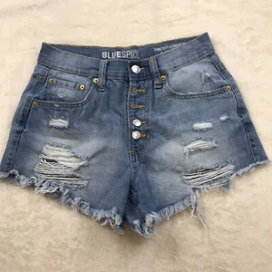Blue Spice Cut-Off Denim Shorts Womens Size 3 Blue Raw Hem Distressed #2926 - Picture 1 of 11