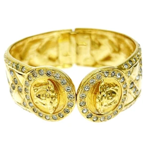 GIANNI VERSACE Bracelet Bangle AUTH MEDUSA Rhinestones GP F/S Gold From Japan - Picture 1 of 8