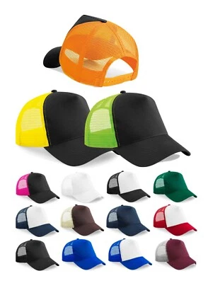 Beechfield Mezza Rete Trucker Cotone Pannello Frontale Visiera Baseball Cappello - Immagine 1 di 2